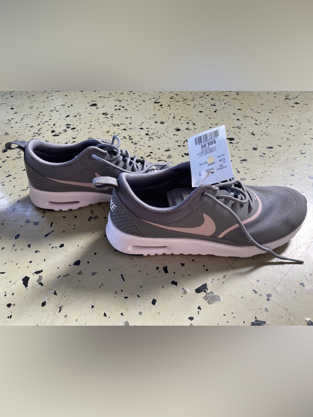 Nike Gray Sneakers with Light Pink Swoosh